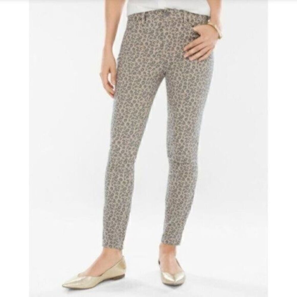NYDJ Animal Print Khaki Ankle Jeans Lift Tuck Pants Size 4